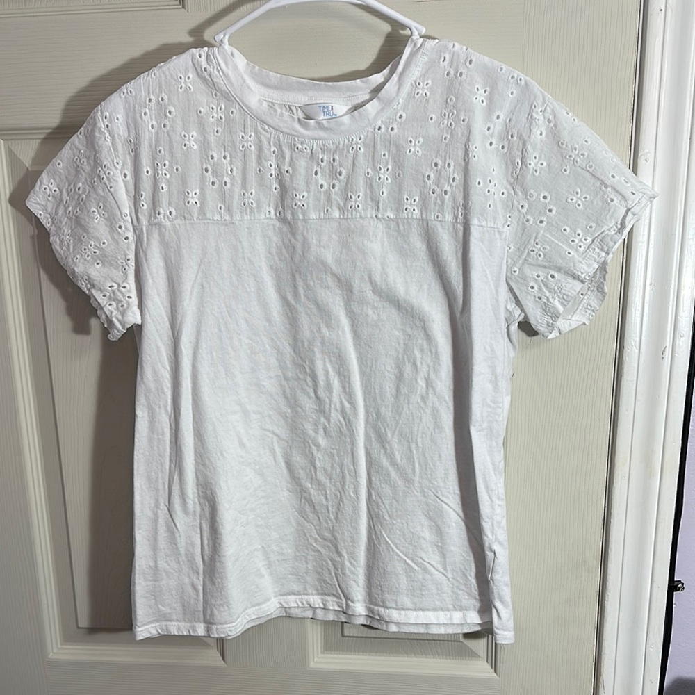 Time & Tru white eyelet detail top
